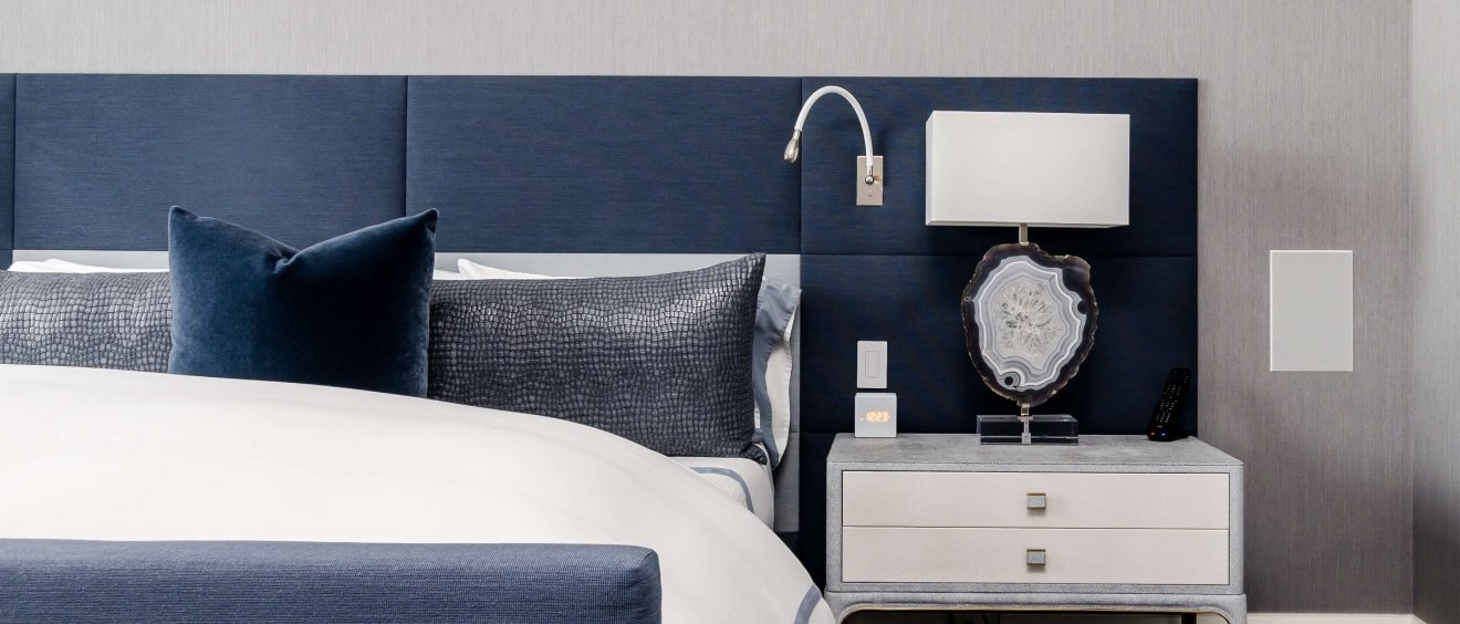 bedroom with grey carpet